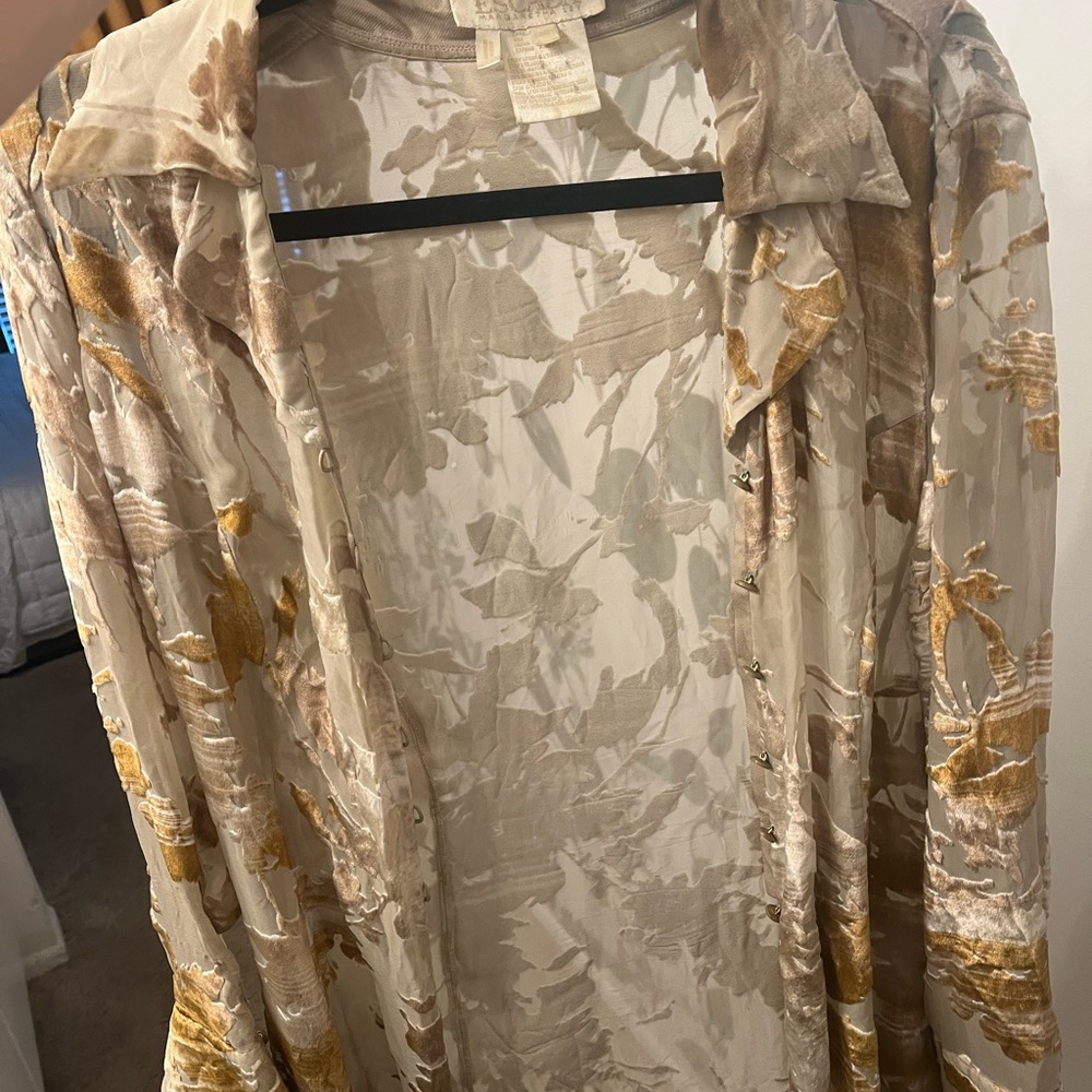 Vintage Escada gold sheer blouse, Size M